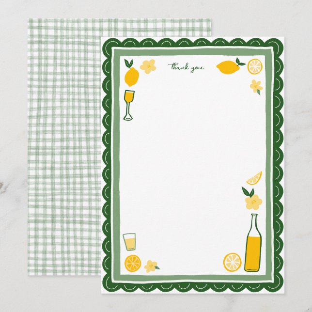 Tarjeta De Agradecimiento Limoncello Lemonade Lemons PERSONALIZADO Cumpleaño (Anverso / Reverso)
