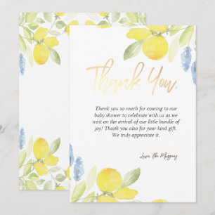 Tarjeta De Agradecimiento Limoncitos en Acuarela Chic