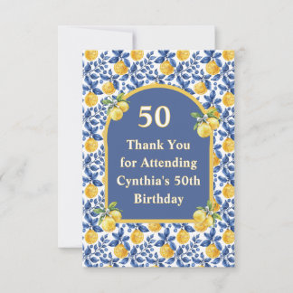 Tarjeta De Agradecimiento Limones Amarillos Cumpleaños Mediterráneo Amalfi A