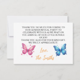 Tarjeta De Agradecimiento linda mariposa Género revelar jardín Fiesta