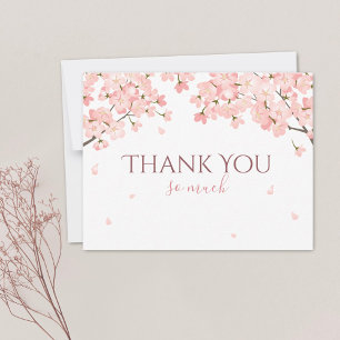 Tarjeta De Agradecimiento Lindas Flores Japonesas Sakura Rosadas de Primaver