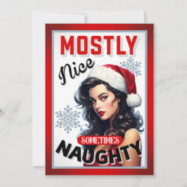 Tarjeta De Agradecimiento Lindo a veces travieso Pin-up Retro de Navidad