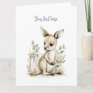 Tarjeta De Agradecimiento Lindo alfabeto de animales bebés en acuarela Cangu