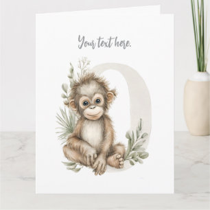 Tarjeta De Agradecimiento Lindo alfabeto de animales bebés en acuarela Orang