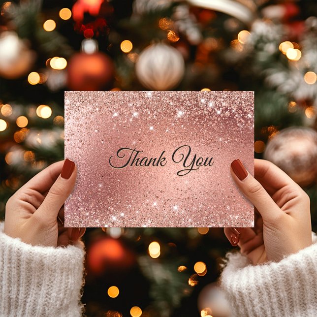 Tarjeta De Agradecimiento Lindo brillo falso de rosa dorada (Subido por el creador)