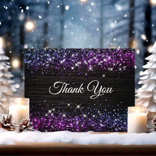 Tarjeta De Agradecimiento Lindo brillo falso negro morado