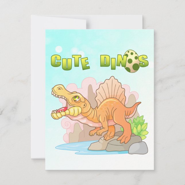 Tarjeta De Agradecimiento lindo dinosaurio spinosauro (Anverso)
