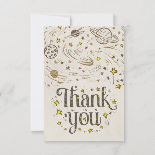 Tarjeta De Agradecimiento Lindo Editable Galaxia Celestial