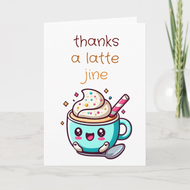 Tarjeta De Agradecimiento lindo genial Un café de latte Gracias Cartas (Anverso)