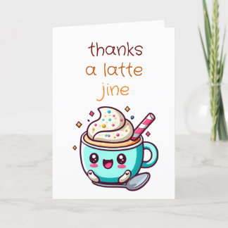 Tarjeta De Agradecimiento lindo genial Un café de latte Gracias Cartas