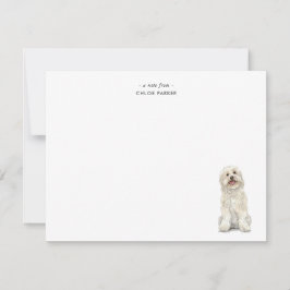Tarjeta De Agradecimiento Lindo Golden Doodle Blanco acuarela Plano