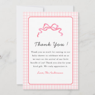 Tarjeta De Agradecimiento Lindo lazo rosa bebé niña