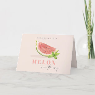 Tarjeta De Agradecimiento Lindo Nuestro Pequeño Melón Aquarela Rubor Baby Sh