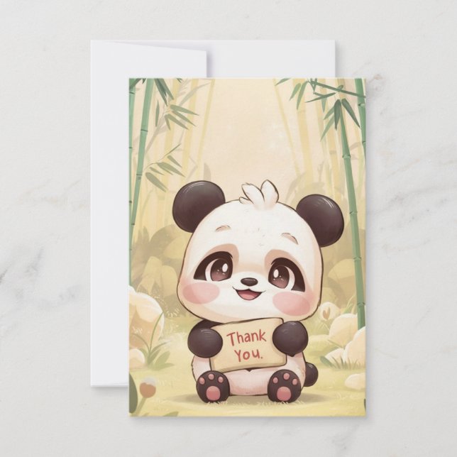 Tarjeta De Agradecimiento Lindo Panda Boho (Anverso)