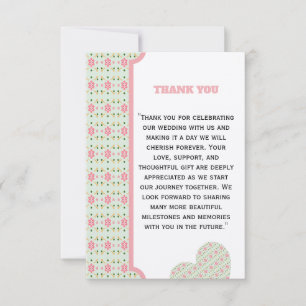 Tarjeta De Agradecimiento Lindo patrón floral pastel sin costuras rosa dulce
