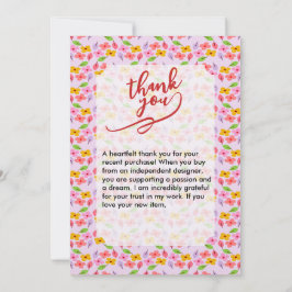 Tarjeta De Agradecimiento Lindo patrón floral pastel suave rosa femenino
