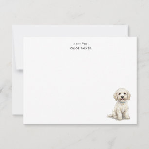 Tarjeta De Agradecimiento Lindo perro Cockapoo blanco acuarela plano