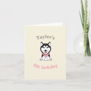 Tarjeta De Agradecimiento Lindo perro husky blanco y negro