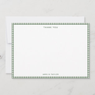 Tarjeta De Agradecimiento Lindo personalizado a cuadros verde salvia retro