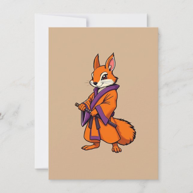 Tarjeta De Agradecimiento Lindo samurái ardilla japonés (Anverso)