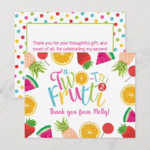 Tarjeta De Agradecimiento Lindos Frutas TWO-tti Frutti Cumpleaños 2