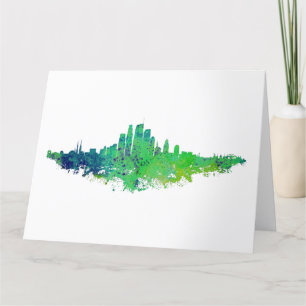 Tarjeta De Agradecimiento Línea aérea de Los Ángeles City Skyline - Azul ver