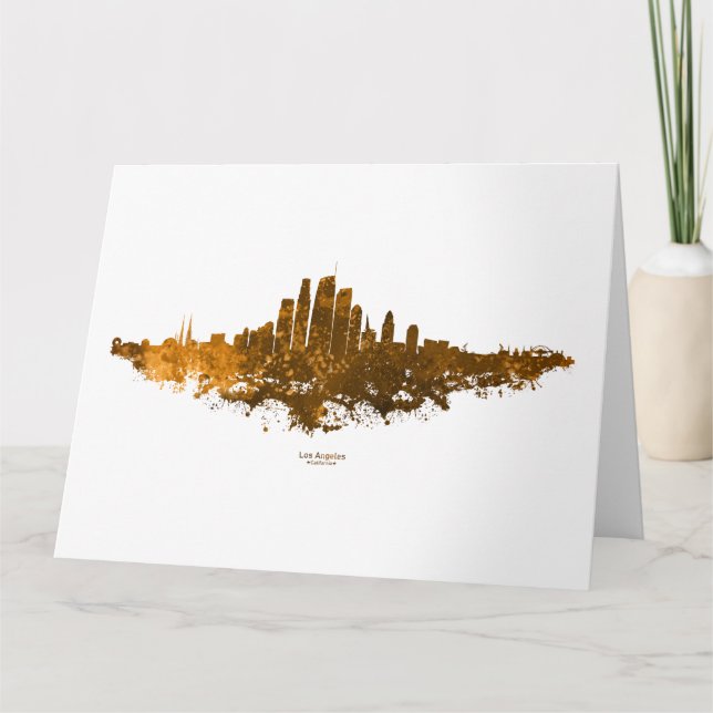 Tarjeta De Agradecimiento Línea aérea de Los Ángeles City Skyline - Naranja (Anverso)