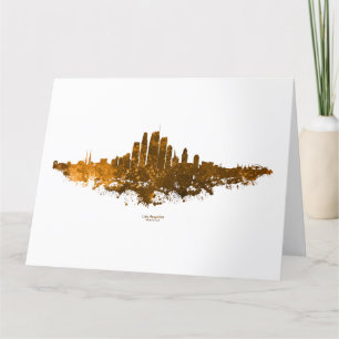Tarjeta De Agradecimiento Línea aérea de Los Ángeles City Skyline - Naranja