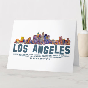 Tarjeta De Agradecimiento Línea aérea de Los Ángeles. Nombres y coordenadas 