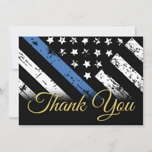 Tarjeta De Agradecimiento Línea Azul de la Policía Primer Respondedor de la