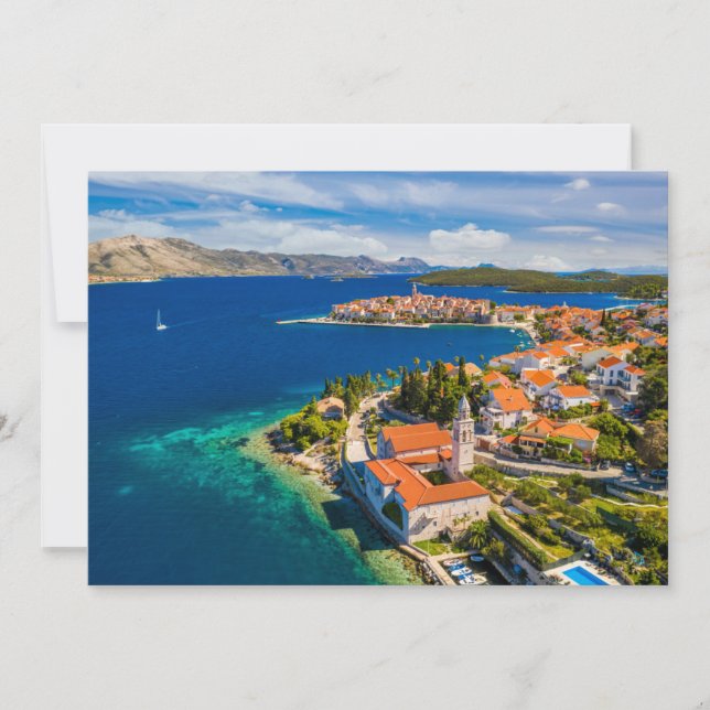 Tarjeta De Agradecimiento Línea costera | Ciudad de Korcula, isla de Korcula (Anverso)