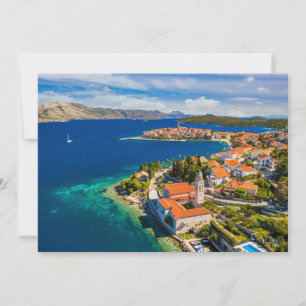 Tarjeta De Agradecimiento Línea costera   Ciudad de Korcula, isla de Korcula