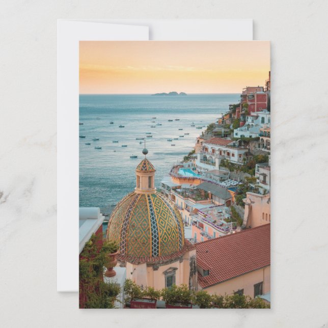 Tarjeta De Agradecimiento Línea costera | Positano, Costa Amalfitana, Italia (Anverso)