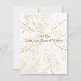Tarjeta De Agradecimiento Línea de Arte Botánico Floral Dorado Agradecimient