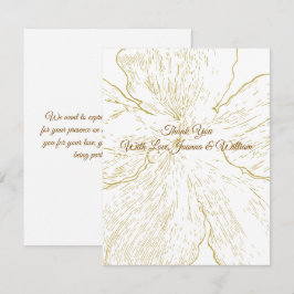 Tarjeta De Agradecimiento Línea de Arte Botánico Floral Dorado Agradecimient