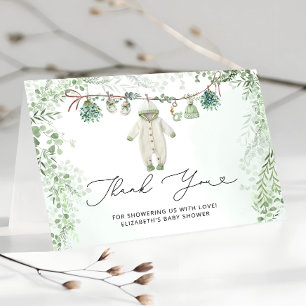 Tarjeta De Agradecimiento Línea de ropa Eucalyptus Baby Shower Gracias Tarje