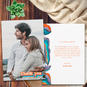 Tarjeta De Agradecimiento Línea ondulada Boho Groovy Retro Naranja Azul