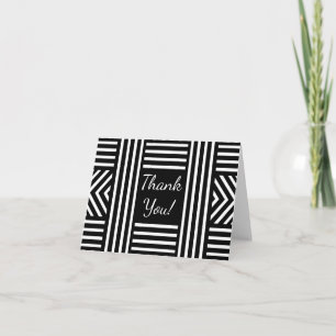 Tarjeta De Agradecimiento Líneas abstractas en blanco y negro