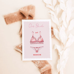 Tarjeta De Agradecimiento Lingerie Bridal Shower Bachelorette Size Card