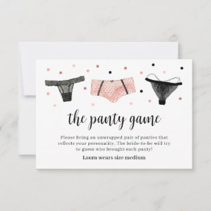 Tarjeta De Agradecimiento Lingerie Bridal Shower Panty Game Card
