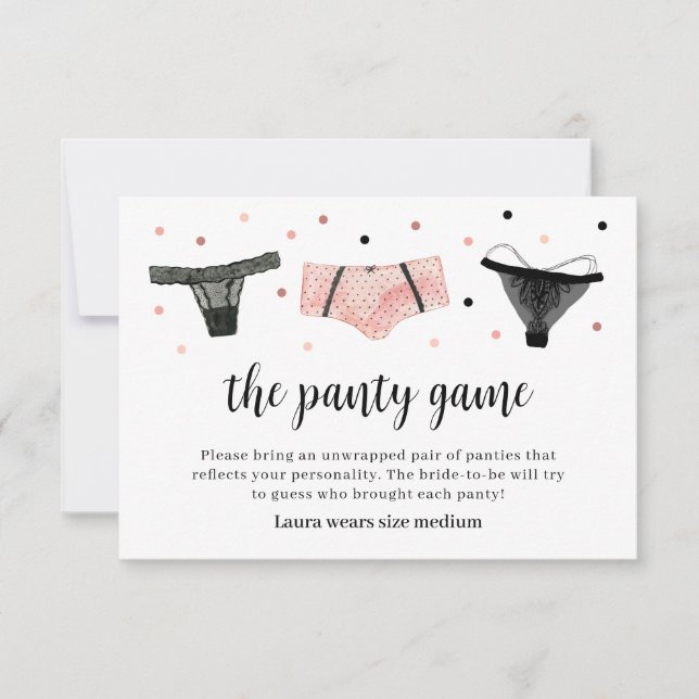 Tarjeta De Agradecimiento Lingerie Bridal Shower Panty Game Card (Anverso)