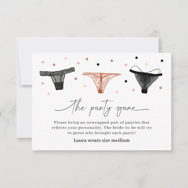 Tarjeta De Agradecimiento Lingerie Bridal Shower Panty Game Card (Anverso)
