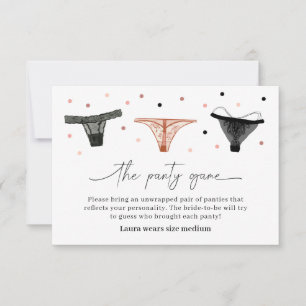 Tarjeta De Agradecimiento Lingerie Bridal Shower Panty Game Card