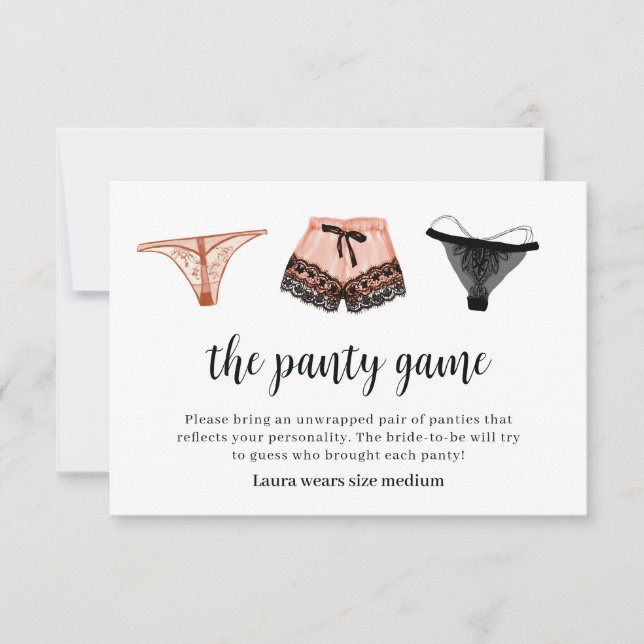 Tarjeta De Agradecimiento Lingerie Bridal Shower Panty Game Card (Anverso)
