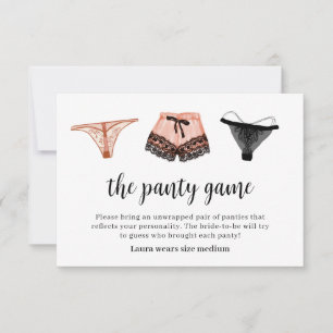 Tarjeta De Agradecimiento Lingerie Bridal Shower Panty Game Card