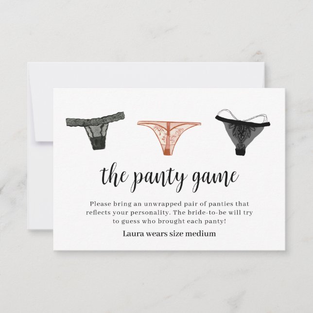 Tarjeta De Agradecimiento Lingerie Bridal Shower Panty Game Card (Anverso)