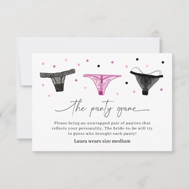 Tarjeta De Agradecimiento Lingerie Bridal Shower Panty Game Card (Anverso)