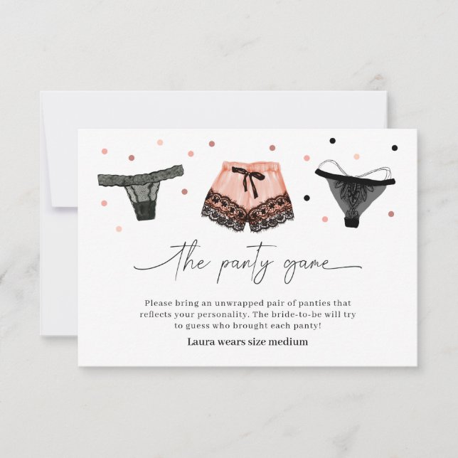 Tarjeta De Agradecimiento Lingerie Bridal Shower Panty Game Card (Anverso)