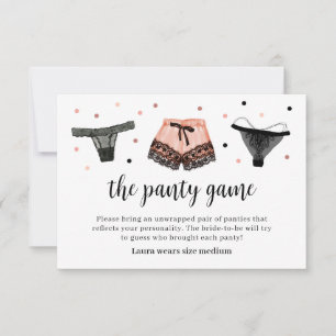 Tarjeta De Agradecimiento Lingerie Bridal Shower Panty Game Card