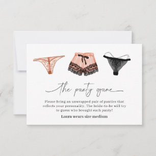 Tarjeta De Agradecimiento Lingerie Bridal Shower Panty Game Card